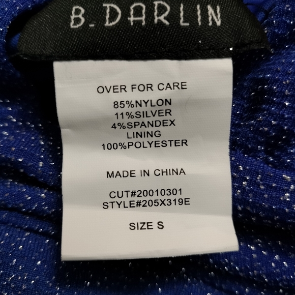 B Darlin Shimmer Deep V Neck Mini Dress Blue Size Small - Picture 8 of 9